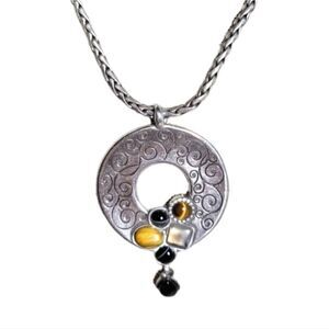 Brighton Eye Of The Tiger Retired Semiprecious Stone Pendant Necklace Rare